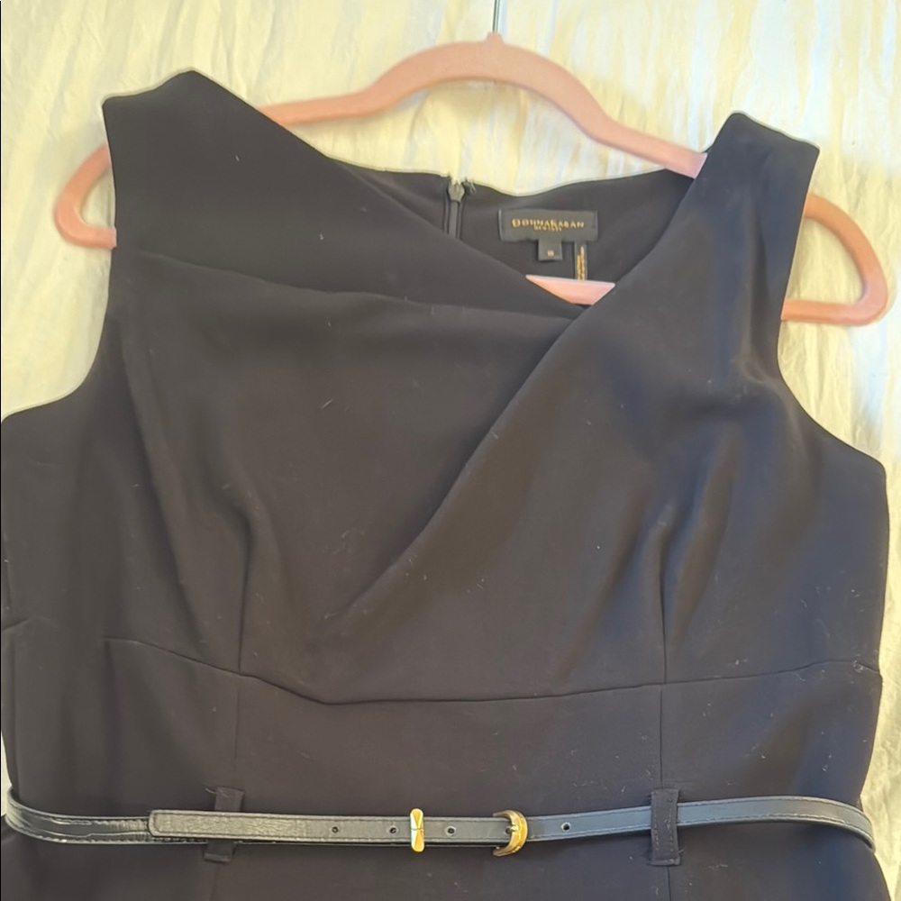 Donna Karan Black Midi Dress with Belt